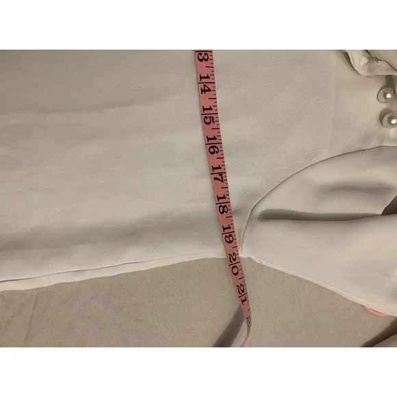 Zara Basic White Mock Neck Blouse Pearl Button Shoulder Long Sleeve Small - Picture 6 of 7